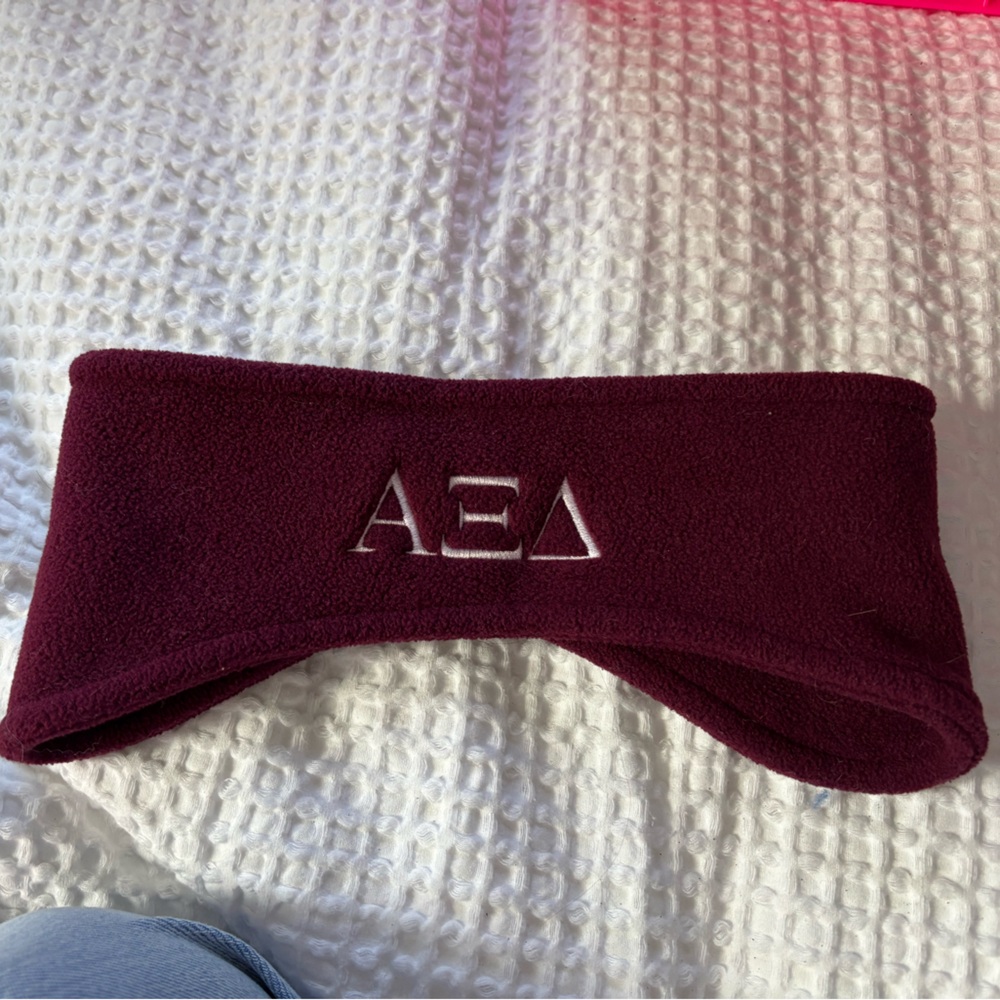 Alpha Xi Delta Sorority Fleece Burgundy Headband